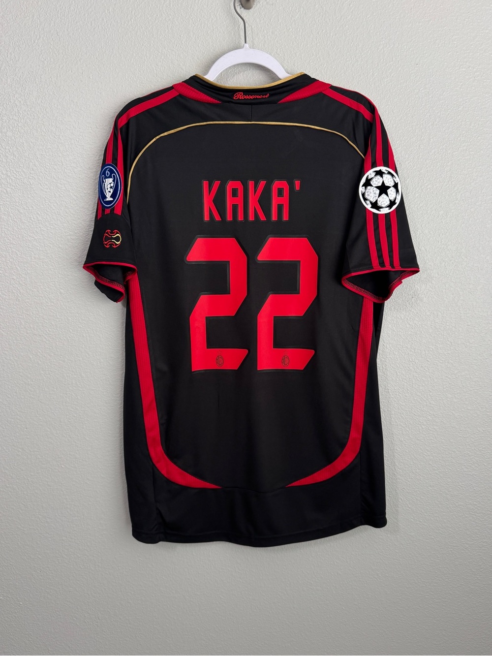 Vintage AC Milan 2006/2007 UCL Kaka third black #22 soccer jersey